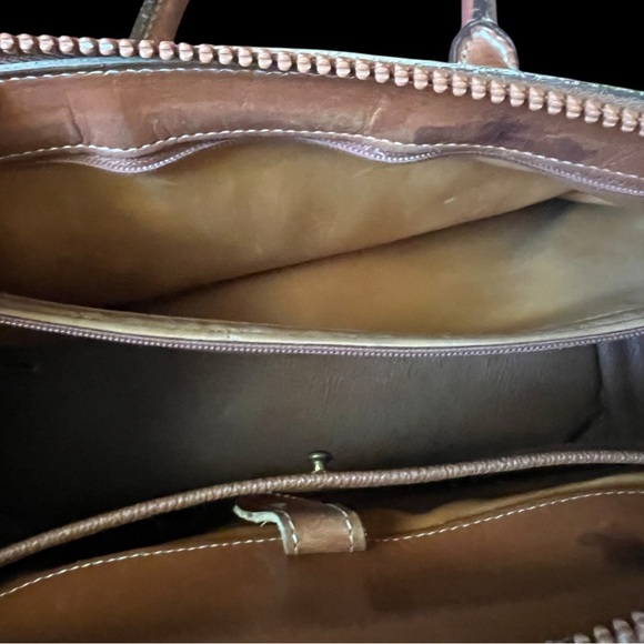 Vintage Dooney & Bourke All Weather Leather Satchel USA Made Chestnut Brown AWL - Picture 9 of 12